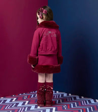 Load image into Gallery viewer, Adee wine 3 piece fur set (jacket, skirt &amp; top