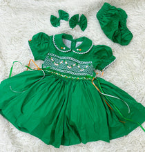 Load image into Gallery viewer, Girls Green St Patrick’s day smock( February delivery)