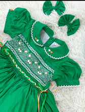 Load image into Gallery viewer, Girls Green St Patrick’s day smock( February delivery)
