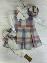 Load image into Gallery viewer, Girls Ceaser Blanco pinafore , blue , hairband &amp; socks