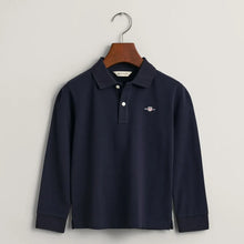 Load image into Gallery viewer, Boys Navy Gant long sleeve polo