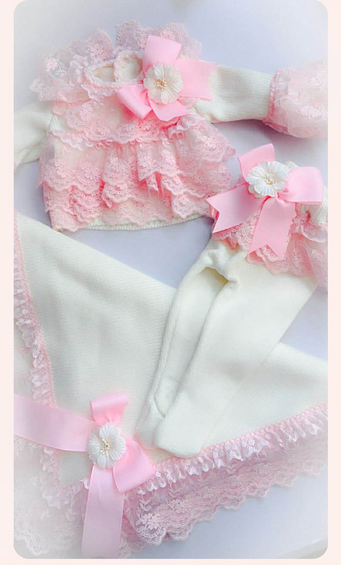 Ela lux knit baby 2 piece with bonnet & blanket