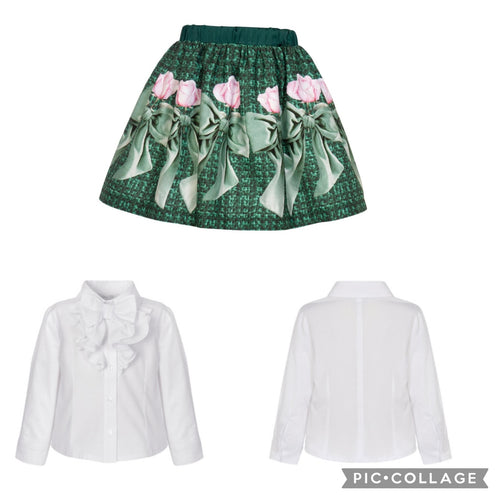 BC24 green skirt & blouse set