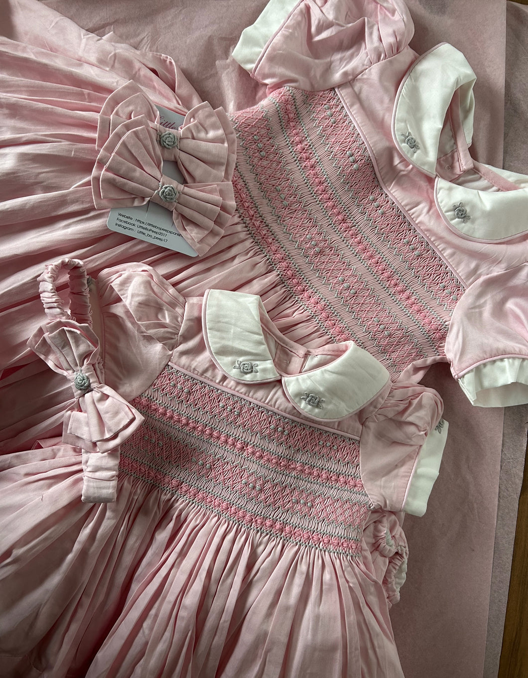Pink with grey