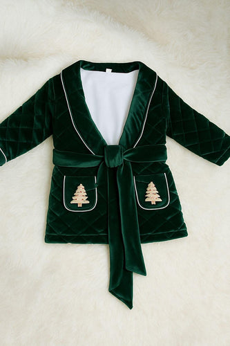 Boys Emerald green with gold quilted Dressing Gown & pj set