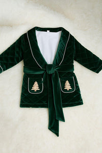 Boys Emerald green with gold quilted Dressing Gown & pj set