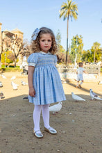 Load image into Gallery viewer, Naxos Blue with tan smock dress