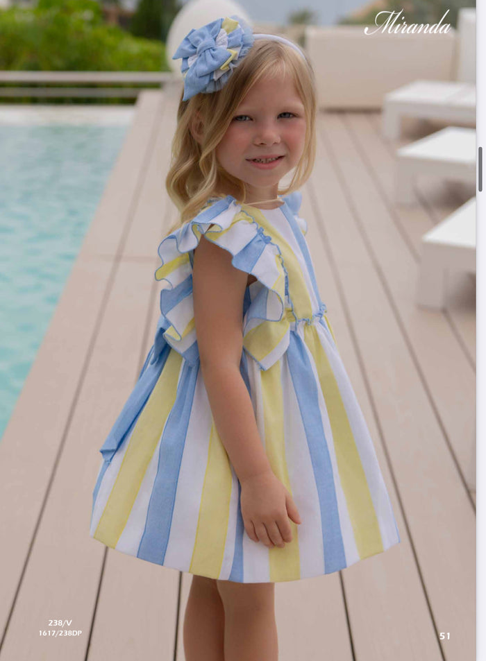 Miranda blue/ lemon stripe dress (hairband sold separately