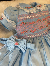 Load image into Gallery viewer, Blue with pink smocking
