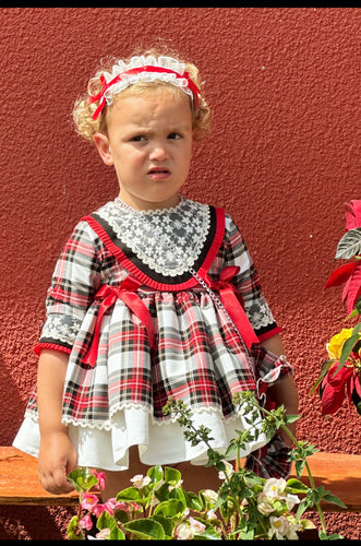 AW25 Red & black cheque dress (hairband sold separately