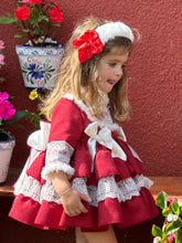 Load image into Gallery viewer, AW25 Red lace &amp; fur dress (hairband sold separately)