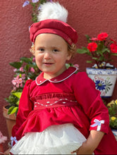 Load image into Gallery viewer, AW25 red velvet smock dress