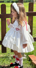 Load image into Gallery viewer, Aw25 white velvet smock dress (hairband sold separately)
