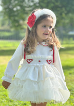 Load image into Gallery viewer, Aw25 white velvet smock dress (hairband sold separately)