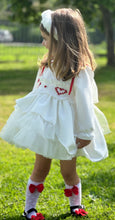 Load image into Gallery viewer, Aw25 white velvet smock dress (hairband sold separately)