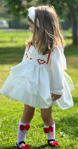 Aw25 white velvet smock dress (hairband sold separately)