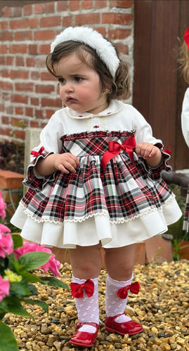 AW25 Velvet and cheque puffball dress