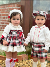 Load image into Gallery viewer, AW25 Velvet and cheque puffball dress