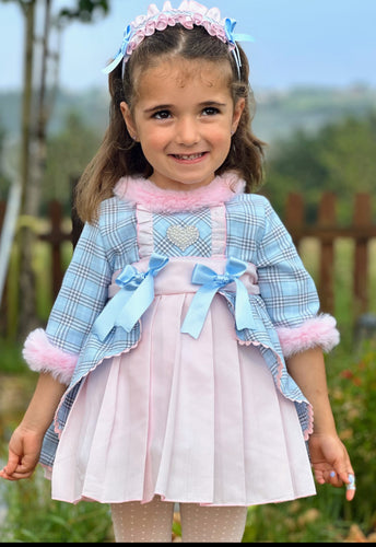 AW25 baby blue & pink cheque Dress