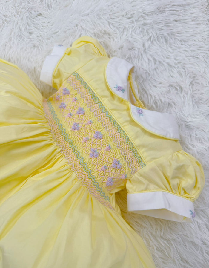 Lemon with Lilac smocking