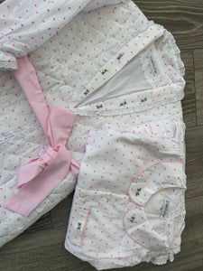 Preorder pink Swiss dot pj & quilted gown set ( end of October delivery)