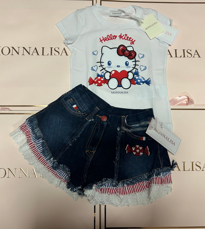 Monnalisa Hello kitty tshirt & denim shorts