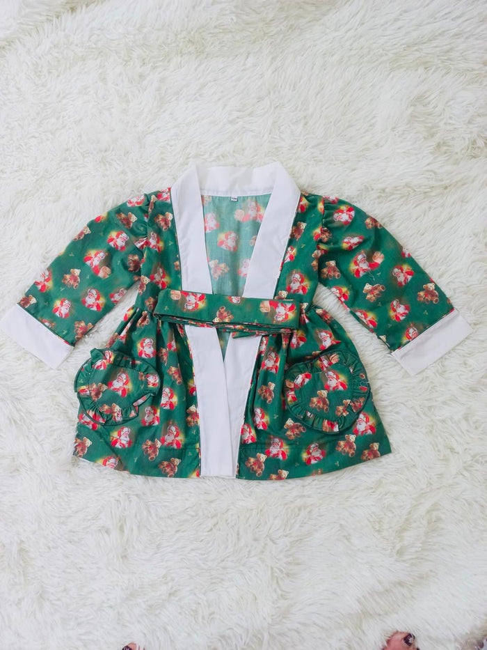 Santa& bear girls Christmas pjs & dressing gown ( October delivery