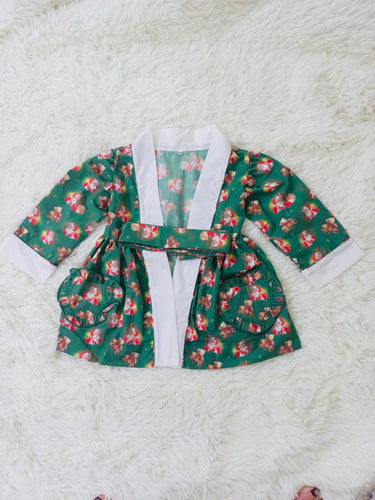 Santa& bear girls Christmas pjs & dressing gown ( October delivery