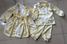 Load image into Gallery viewer, Girls lemon satin pj&amp;nightcoat (end of march delivery)
