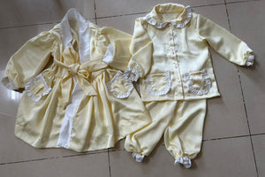 Girls lemon satin pj&nightcoat (end of march delivery)