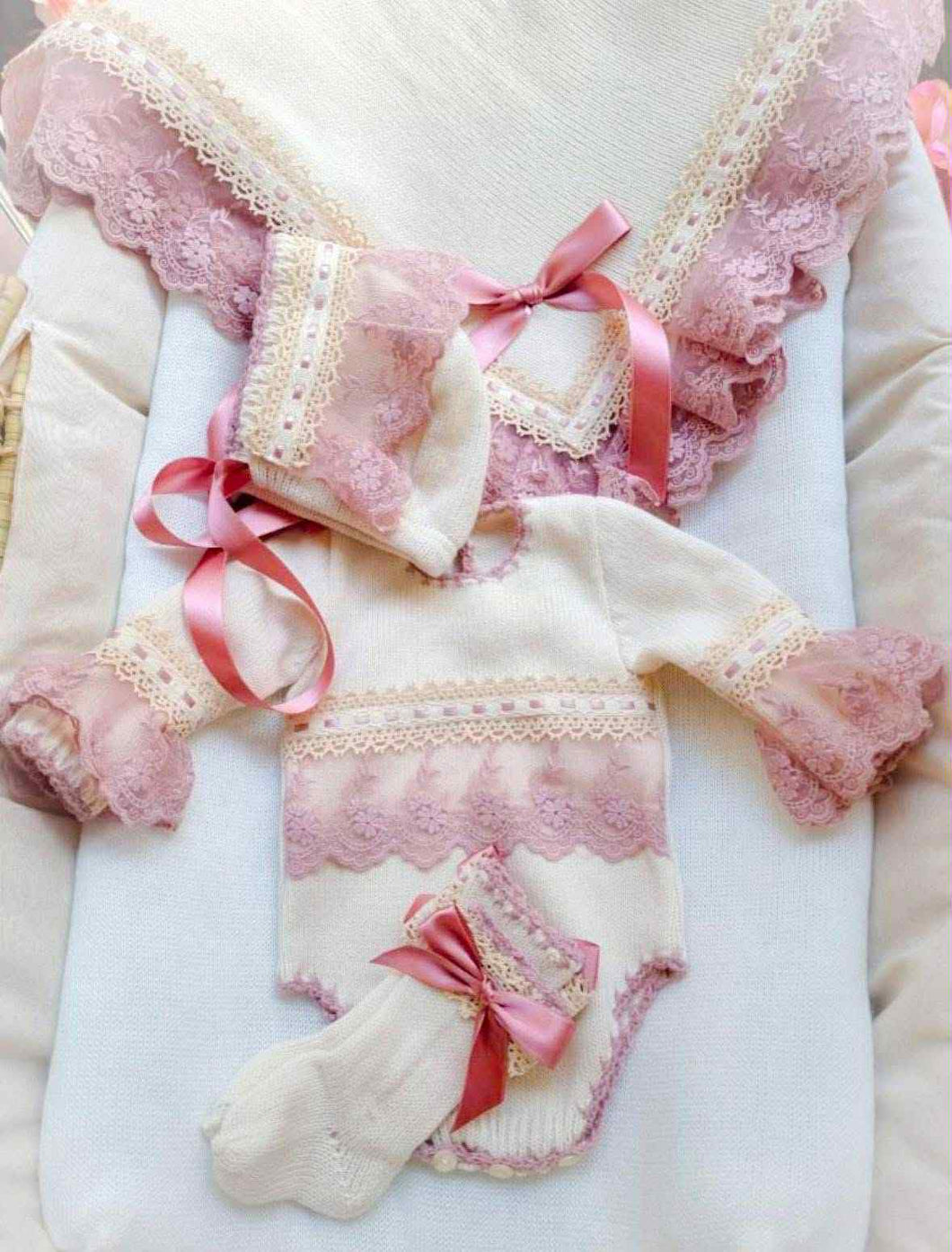 Dusty pink& cream blanket (blanket only)
