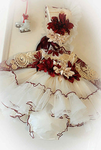 Ela confection Cream/ wine Dress