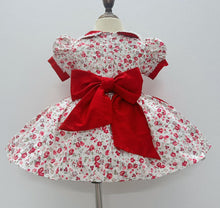 Load image into Gallery viewer, New red Floral classic dress with detachable pinny