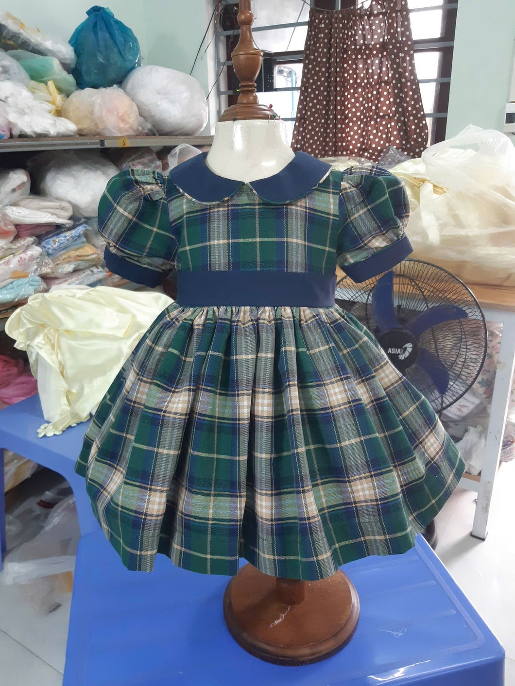 Preorder Navy tartan dress