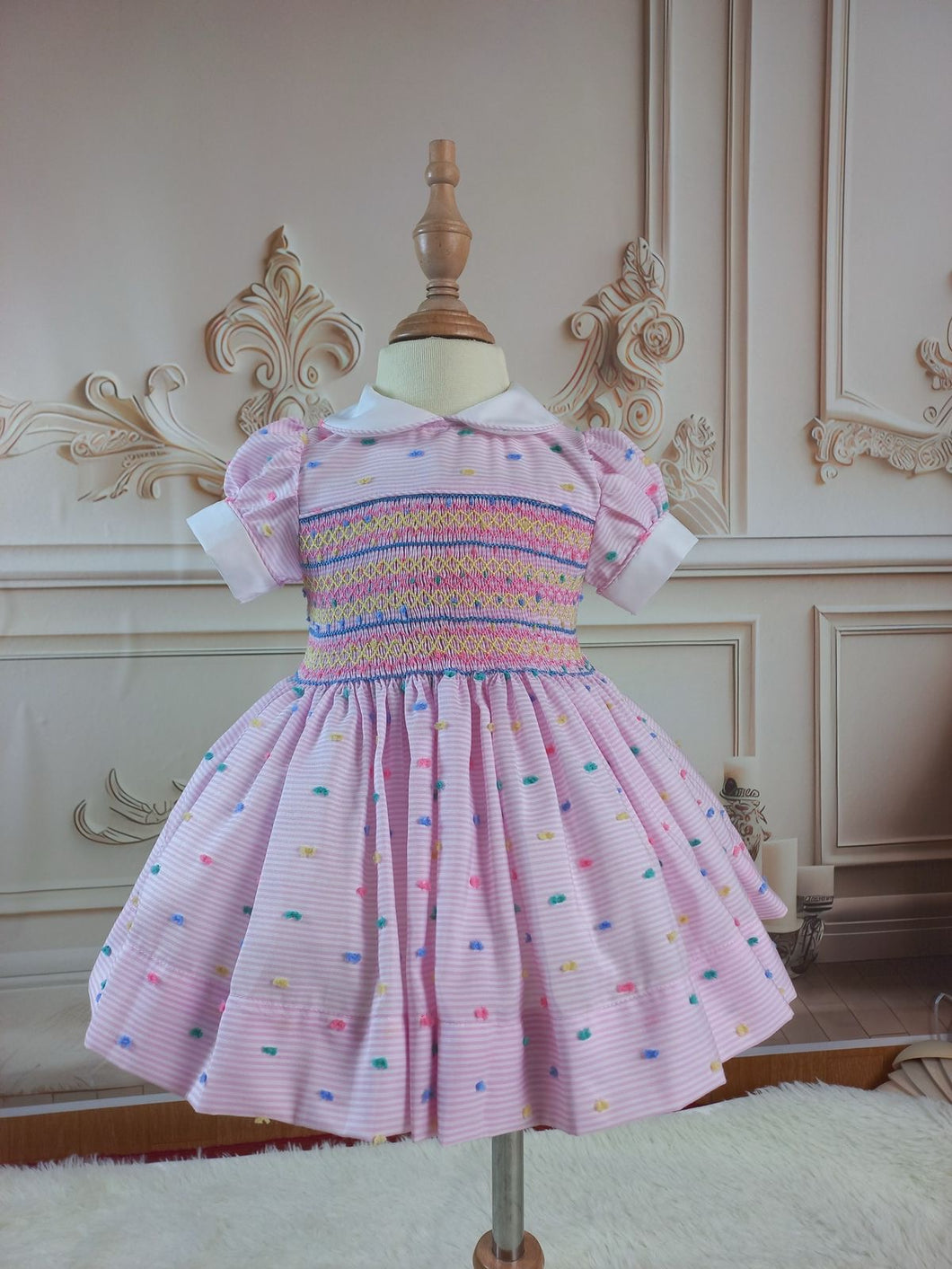 New Pink Swiss dot smock dress ( arriving in two weeks)