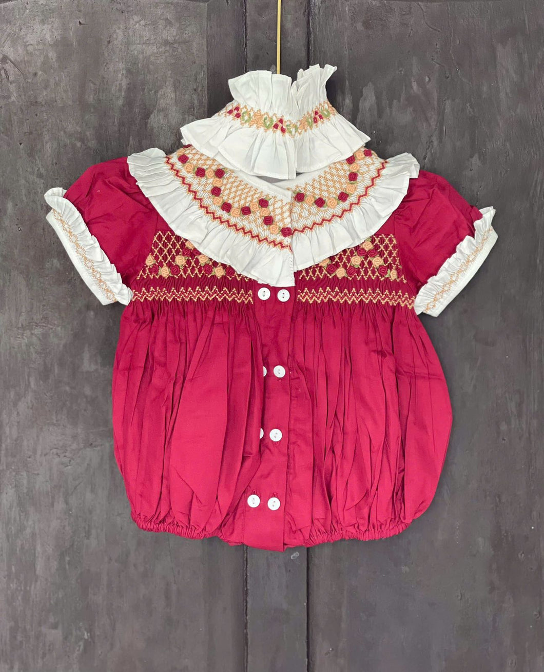 Wine smock Romper with hairband ( September delivery)