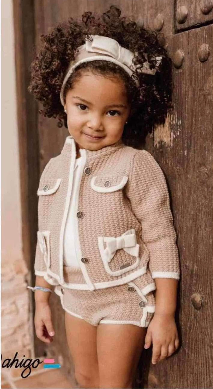 Girls Camel/ Cream Rahigo with beret