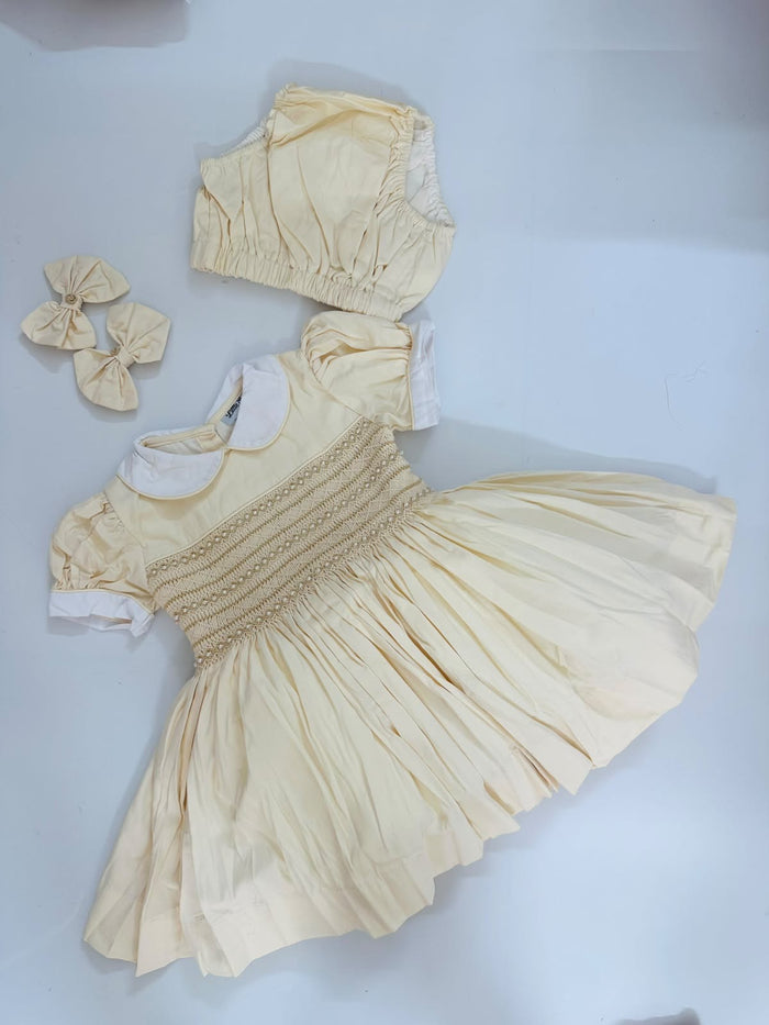 Cream Pearl smock dress