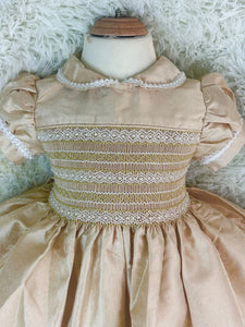 Gold Glitter & pearl detail smock dress