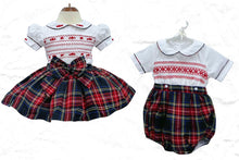Load image into Gallery viewer, Girls Tartan smock Blouse &amp; skirt set