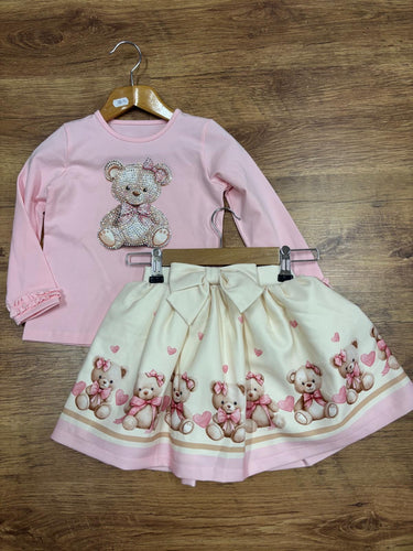 Pink teddy skirt & top set 0096