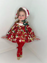 Load image into Gallery viewer, Ela confection Red Christmas dress with bonnet upto age 3 and hairbow upto 8years(3 week wait)