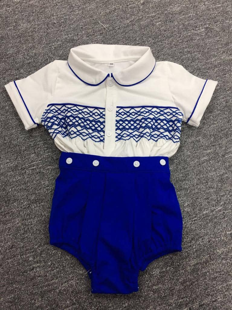 Boys royal blue smock romper