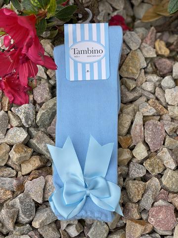 Baby blue double bow tambino socks