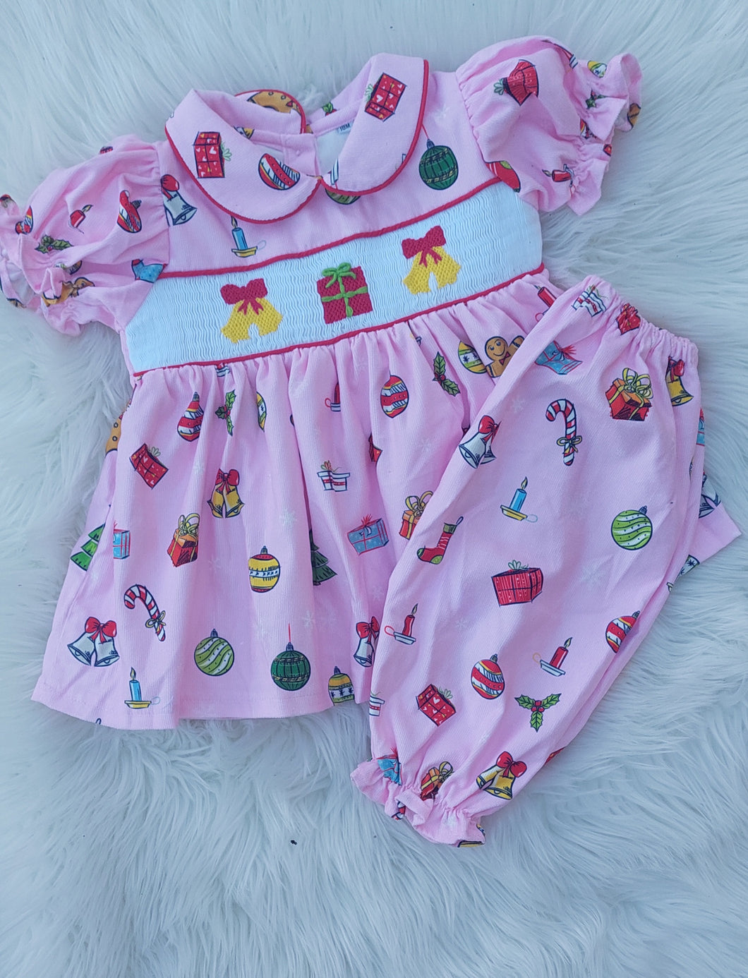 Pink Christmas smock pjs