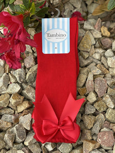 Red double bow tambino socks