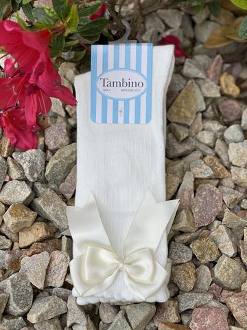 Cream double bow tambino socks