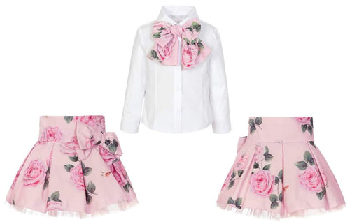 Pink roses balloon chic skirt set