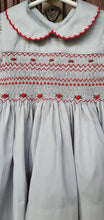 Load image into Gallery viewer, Grey with red smocking