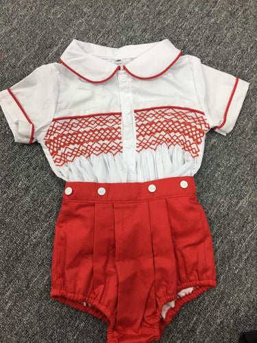 Boys red smock jam pants